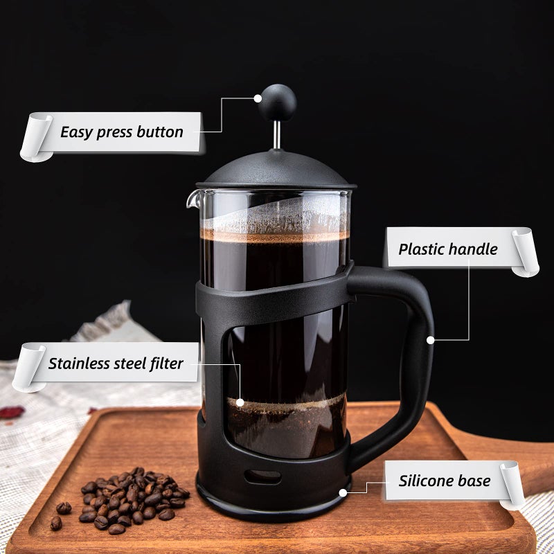 RAINBEAN Mini French Press Coffee Maker, 1 Cup, 12oz, Maximum Flavor Brewer with Stainless Steel Filter, 350ml - Small - Image 2